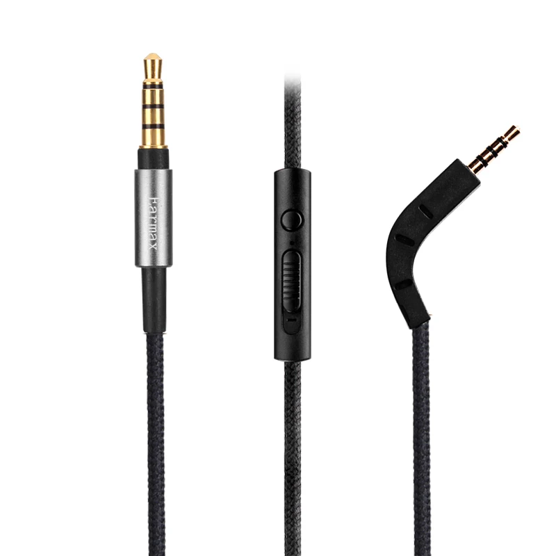 6.5ft 200cm Nylon Audio Cable with Mic For B&W Bowers & Wilkins P7/P7 Wireless Headphones