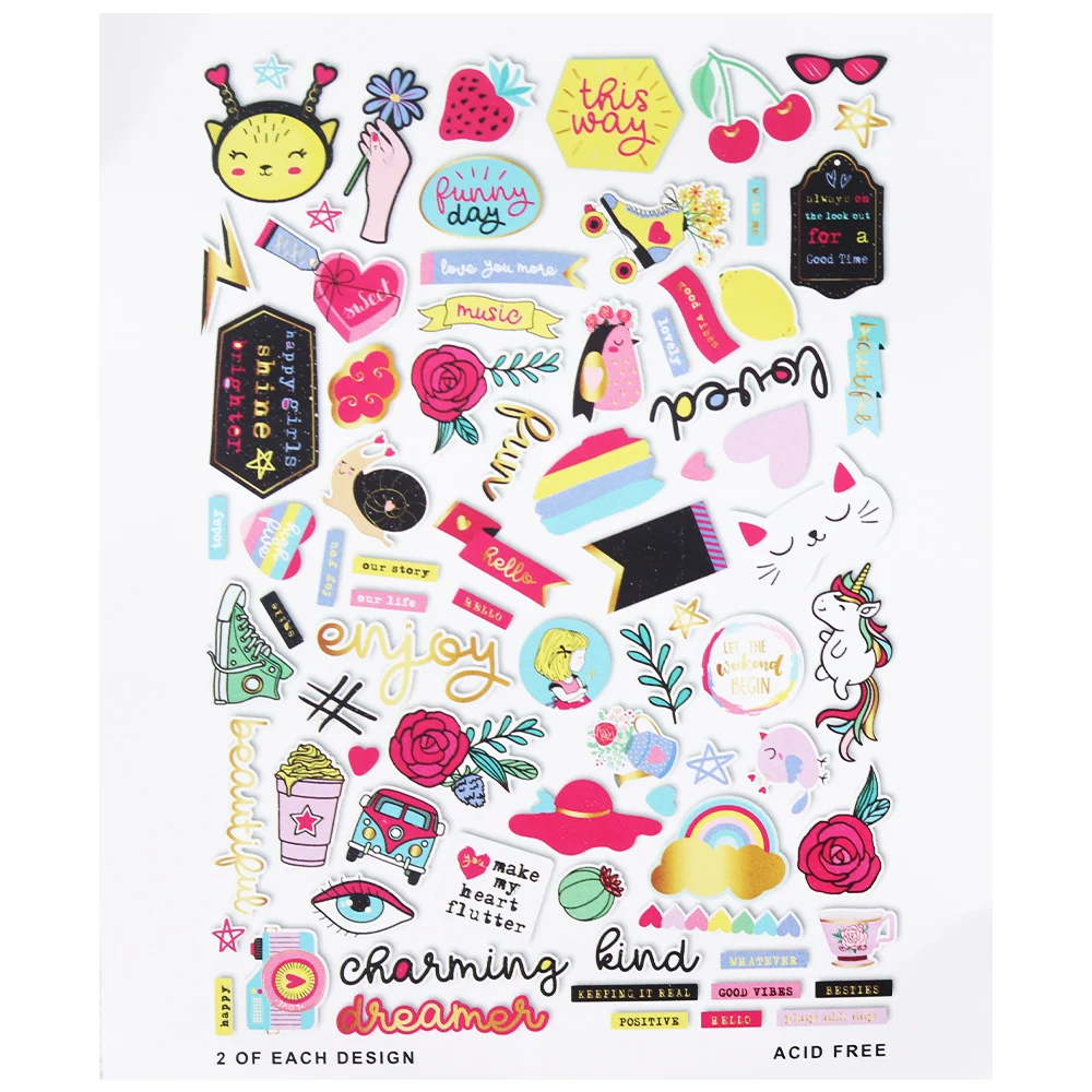 Creative Path 158 Stück niedliche Katzen- und Einhorn-Stanzformen aus Papier, Bright Day Scrapbooking-Stanzformen, Ephemera für Journaling und Kartenherstellung – Detail 6