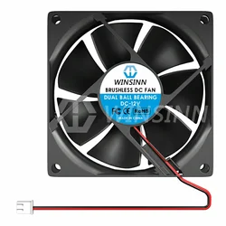 WINSINN 8025 80mm Fan DC 5V 12V 24V Sleeve / Dual Ball Bearing Brushless Cooling 80x25mm 2PIN