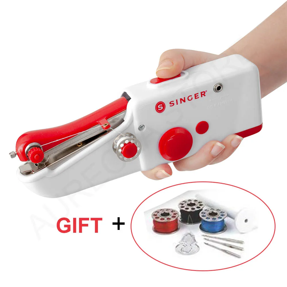 SINGER Small Hand Sewing Machine Mini Embroidery Portable Handheld  Set DIY Cordless Handwork Tools Accessories