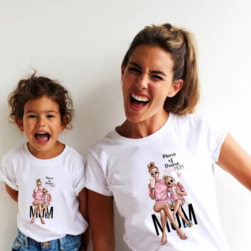 Matching Family Outfits Super Mom and Daughter Print Boys Girls T-shirt Mother's day Present Clothes Kids&Woman Funny Tshirt