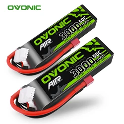 OVONIC 11.1V 3000mAh 3S 50C LiPo Battery Pack with Deans T Plug  for Aircraft Crawler Truck Airplane Helicopter 2PCS