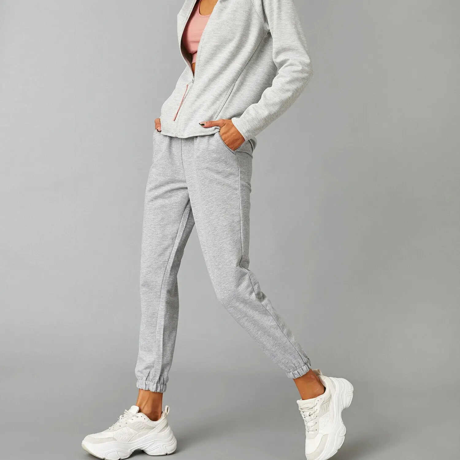 

Women Jagger Sweatpants Basic Cotton Clothing Relax Comfort Casual Sportwear Natural