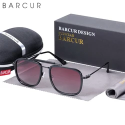 BARCUR Luxury Square Sunglasses for Men Gradient Lens Polarized Sun Glasses for Women Eyewear Oculos Accessory