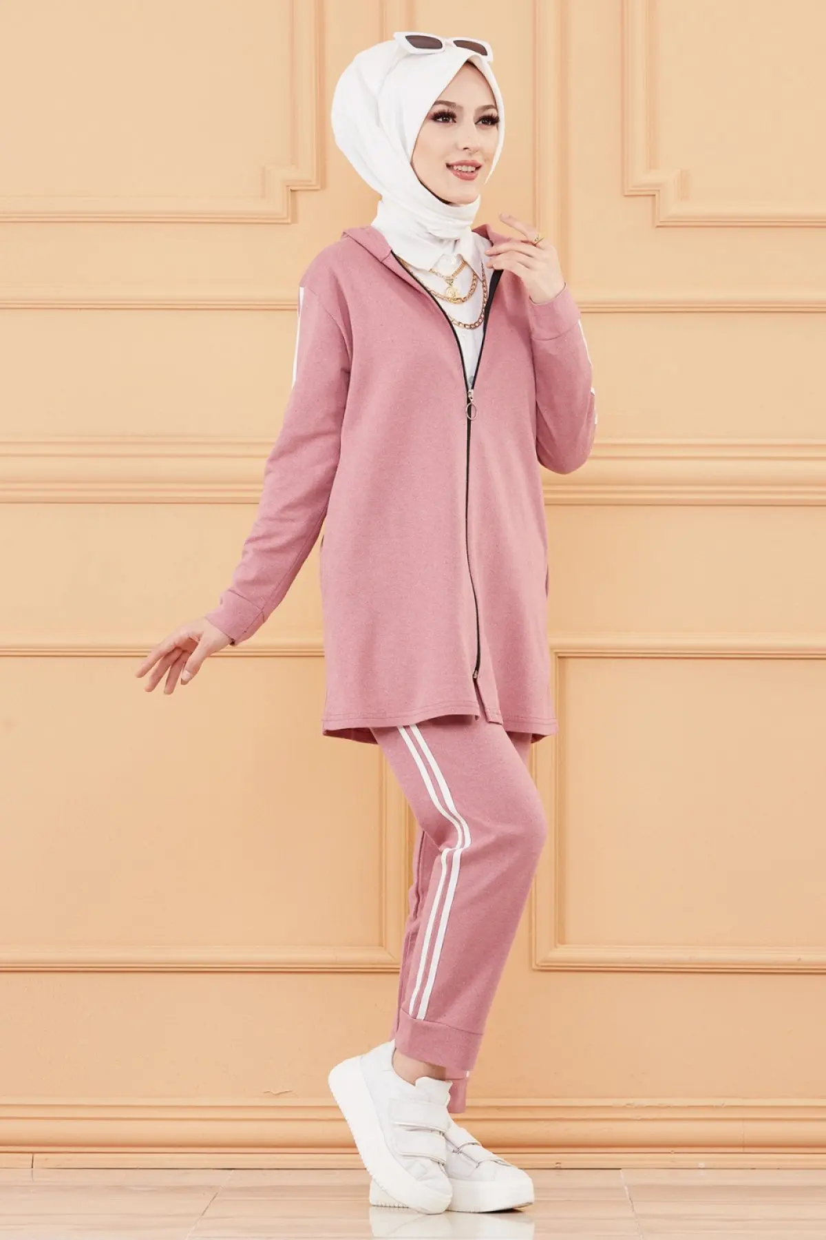 Tracksuit set ribbon detail bottom top suit casual big size muslim women clothing islamic clothing turkish clothes