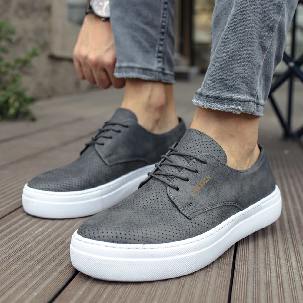 Chekich Men's and Women's Casual Shoes Anthracite Color Non Leather Laces Spring & Fall Seasons Gray Unisex Classic Formal 2021 Fashion Platform Lightweight Sneakers Fabric Breathable New Brand High Quality CH061 V2