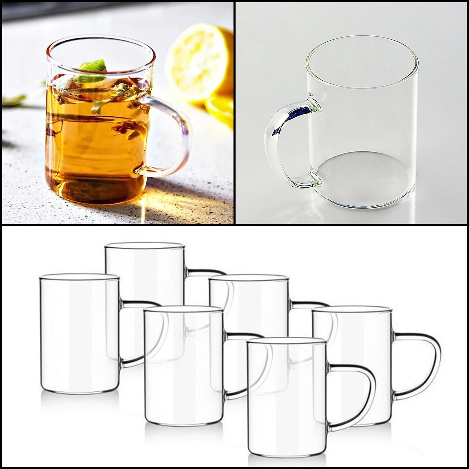 6 Pieces Lux Thin Glass Fireproof Mug Cup Borasilicate Fireproof 6 Pieces Mug Cup