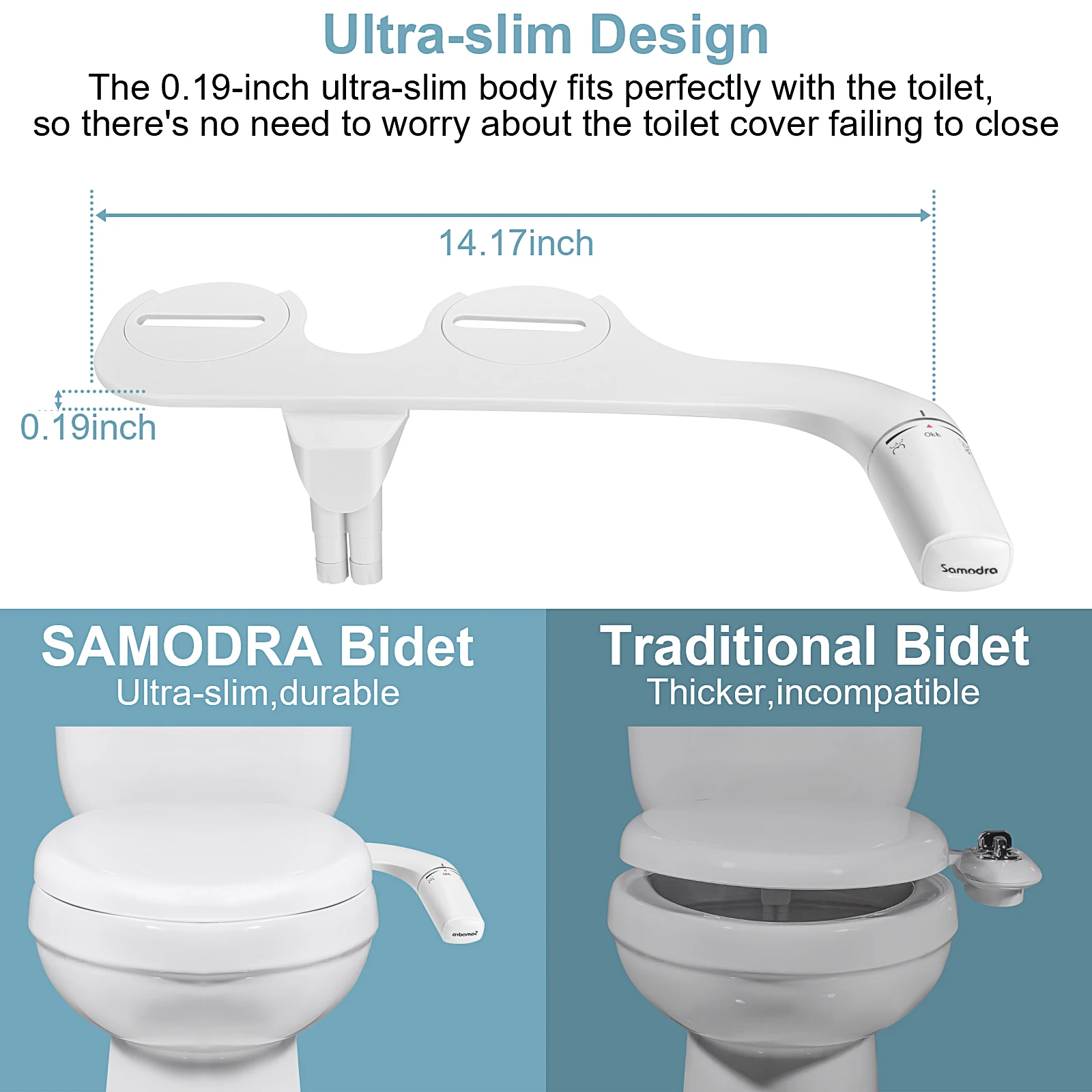 Samodra Right/Left Hand Toitet Bidet Sprayer Non-Electric Dual Nozzle Bidet Toilet Seat Hygienic Shower For Bathroom Accessories