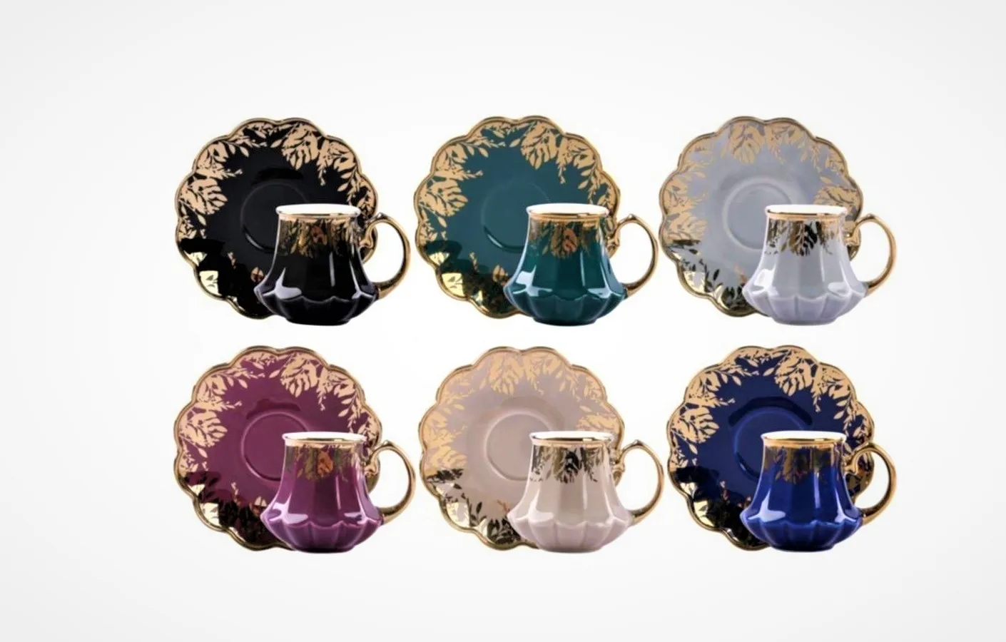 WONDERFUL MAGNIFICENT 6 Colors 6 Turkish Coffee Cups   FREE SHIPPING