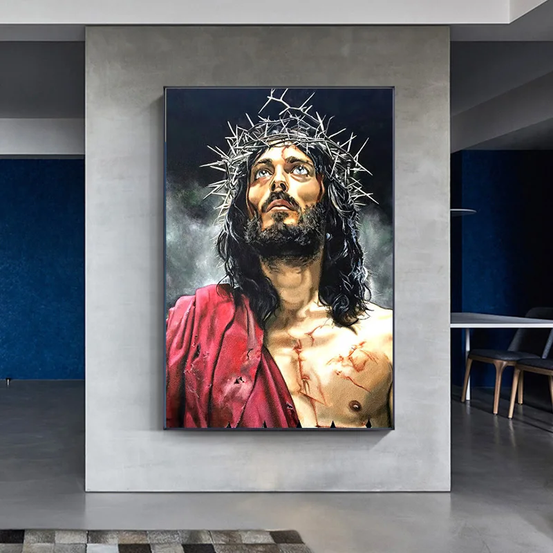 Jesus And Cross Canvas Painting Wall Art Warrior Lion Of Judah Posters Prints For Living Room Religious God Picture Home Decor