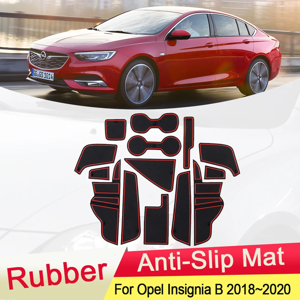 For Opel Insignia B Z18 MK2 Buick Regal 2018~2020 Rubber Anti-slip Mat Door Groove Cup Pad Phone Cushion Coaster Accessories