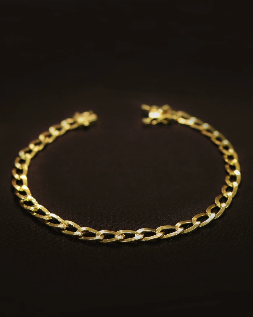 ITALIAN 4MM Old Coin Bracelet Identical to 18K Gold (Eternal Guarantee in Color) Does not peel, does not darken