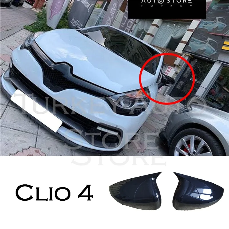 Bat Side Mirror Cover for Clio 4 IV 2012-2020 Renault Car Accessories RS GT Shiny Piano Black Tuning Auto Sport Bat Design