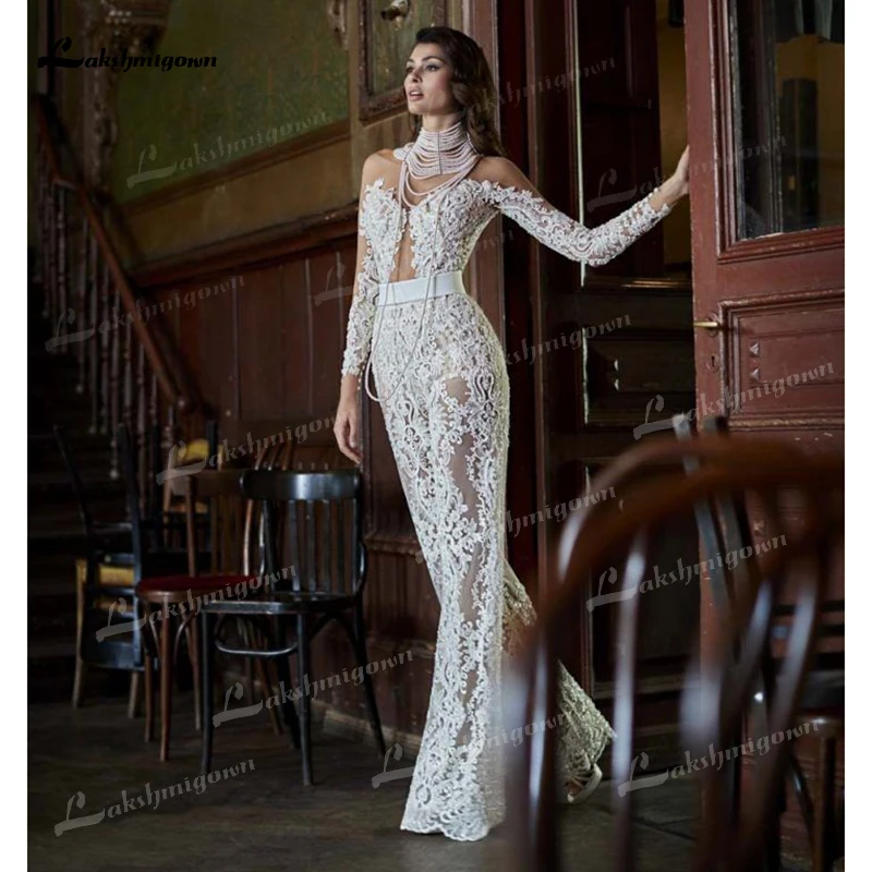 Robe de Mariée en Dentelle Transparente à Manches sulf, Combinaison Exquise, Longueur au Sol, pour Patients, Quelle que soit la Tenue Éducative