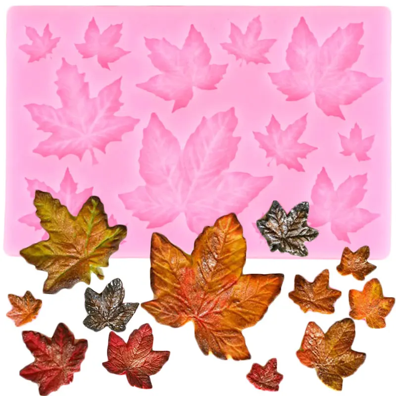 Rose Maple Leaves Shape Silicone Mold Fern Mimosa Leaf Fondant Cake Decorating Tools Cupcake Topper Chocolate Candy Resin Moulds