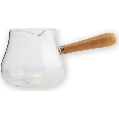 EW's Kitchenware-cafetera de vidrio con mango de bambú, vaso resistente al calor de 400 ml, 3-4 kiçilk, puede hacer leche