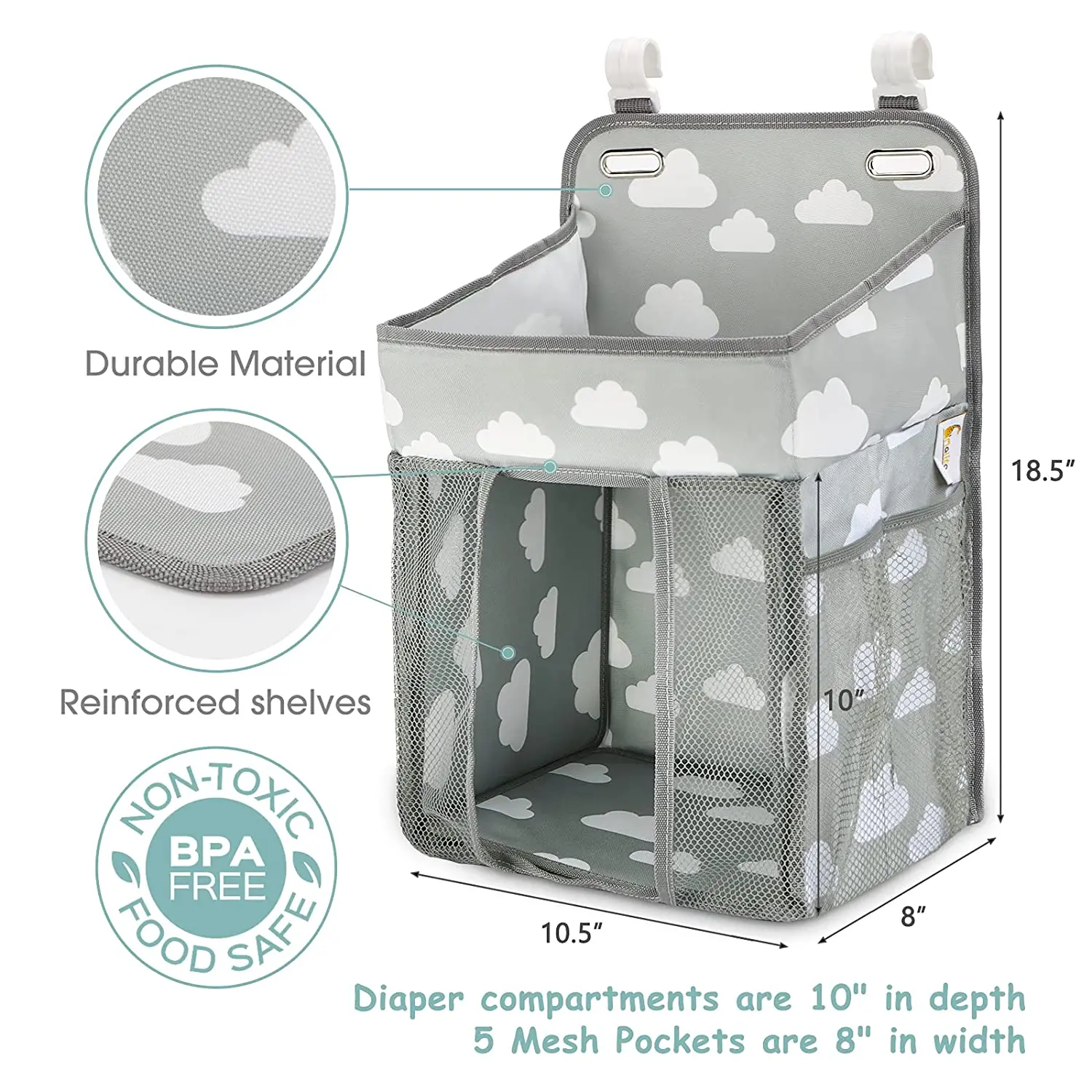 Baby Crib Hanging Diaper Caddy Organizer Organiser Diaper Holder Nursery Nappy  Bedside Storage Bag Cradle Bag