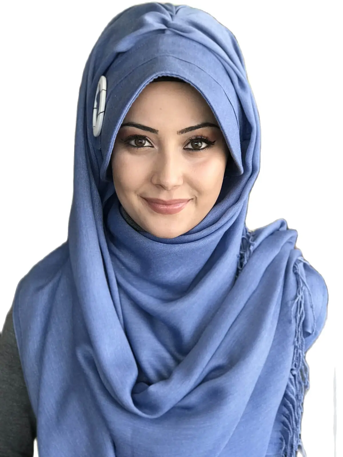 New Fashion 2021 Muslim\'s Hijab Islamic Clothing Turban Spring Summer Season Foulard Scarf Navy Blue Buckle Woman\'s Hat Shawl