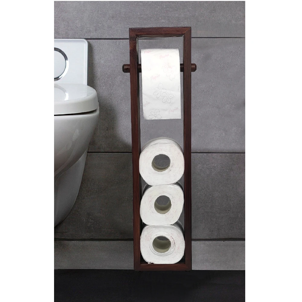 Uldemart Wooden Toilet Paper Holder Rack Holder Shelf Bathroom Accessories Set