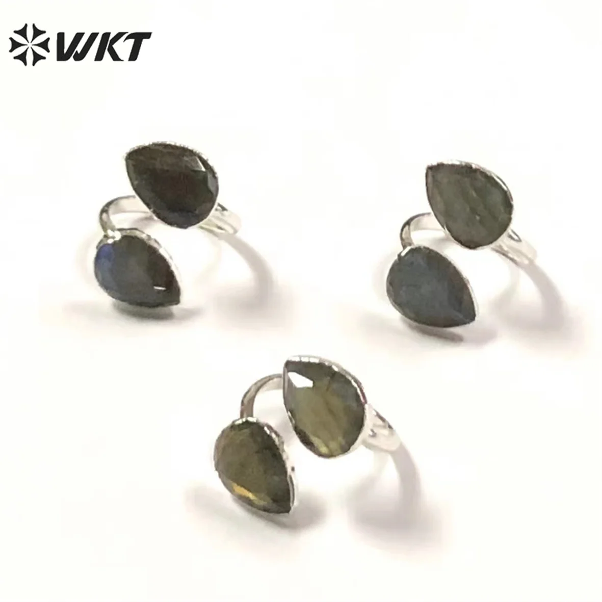 WT-R402 WKT 2025 Fashion Natural Labradorites Amazonite Sun Stone Adjustable Rings Women Party Accessory