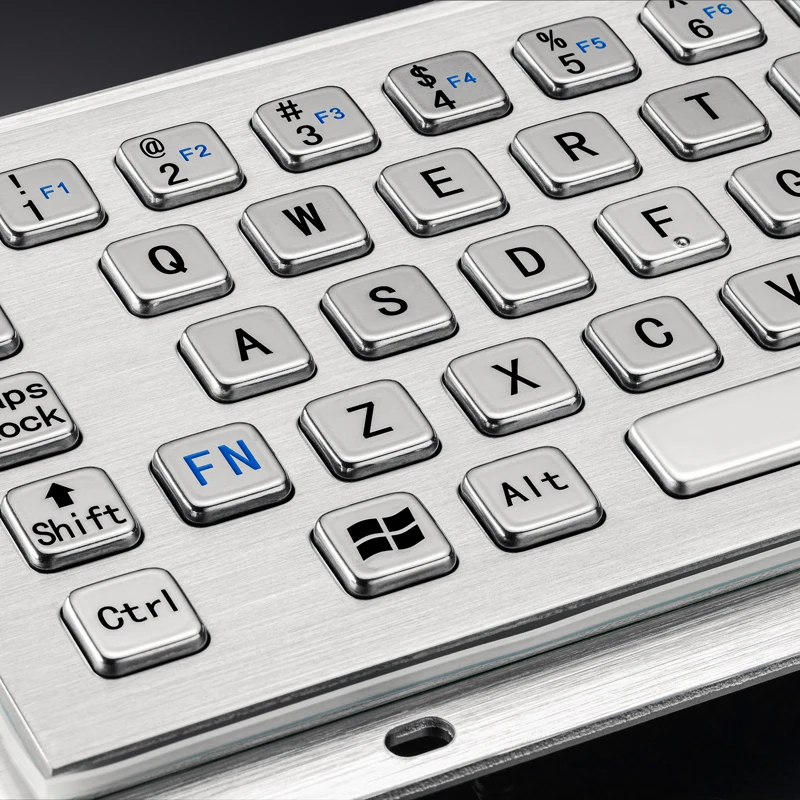 Sturdy 65 Keys Rear Panel Mount IP65 Waterproof Industrial Metal Kiosk Compact Keyboard Customizable Layout