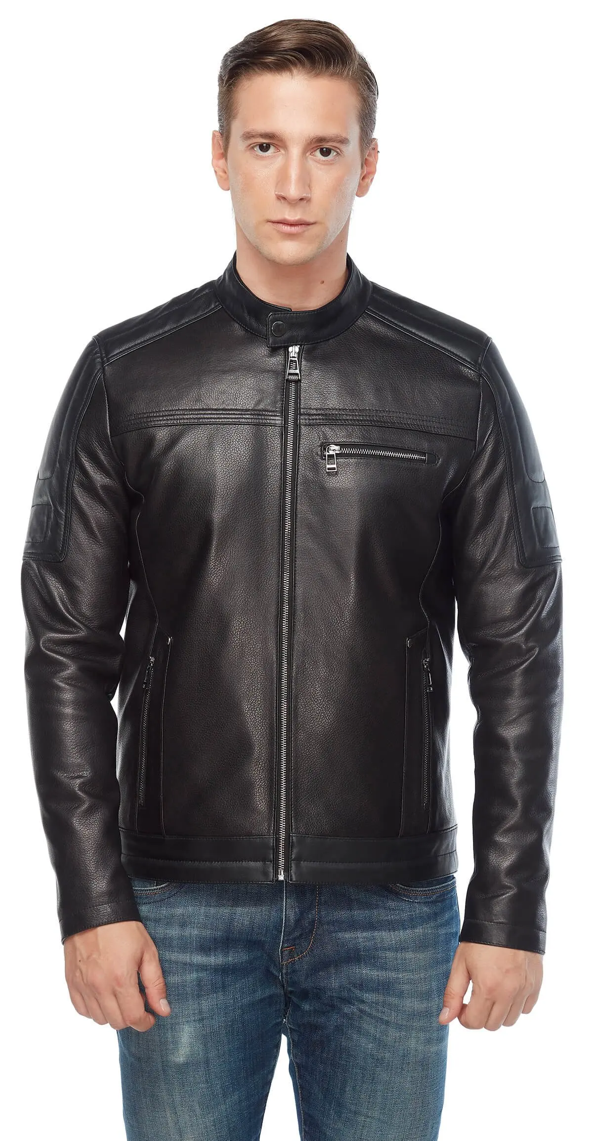 Crisby Leather Sports Black Leather Jacket Original Lambskin autunno inverno 2022 Biker Slim Large Size VintageTürkiye