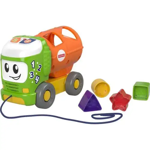 Fisher Price Pendidikan Lucu Truk Turki-Musik Dorong Bermain dan 4 Bagian Bentuk Bersarang