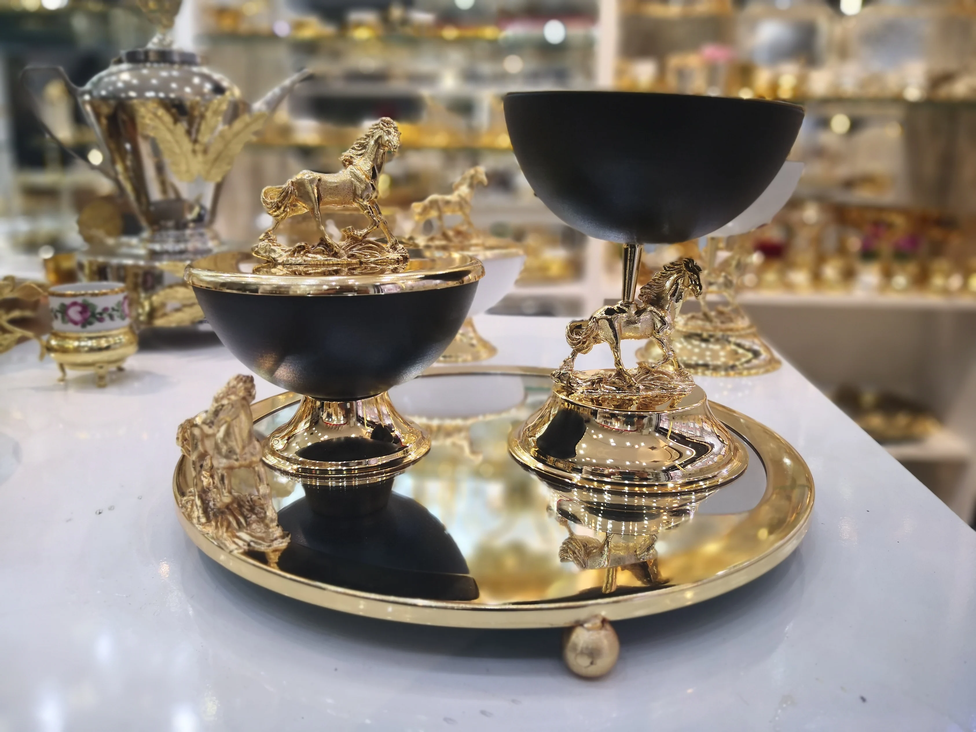 Thổ Nhĩ Kỳ Ngựa Lư Hương Hương Với Bao Gồm Hộp Và Khay Cho Gia Đình Và Trang Trí Đồ Trang Trí