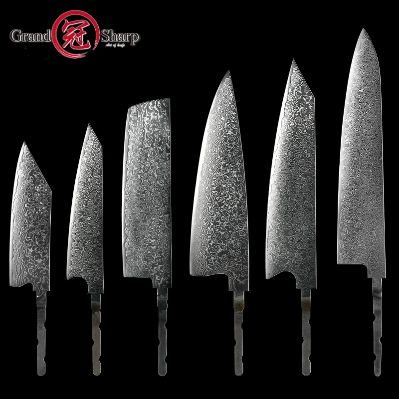 Grandsharp Knife Blank Blade DIY Kitchen Knife 67 Layers Damascus Steel Razor Sharp Tools High Hardness Chef Cooking Tool