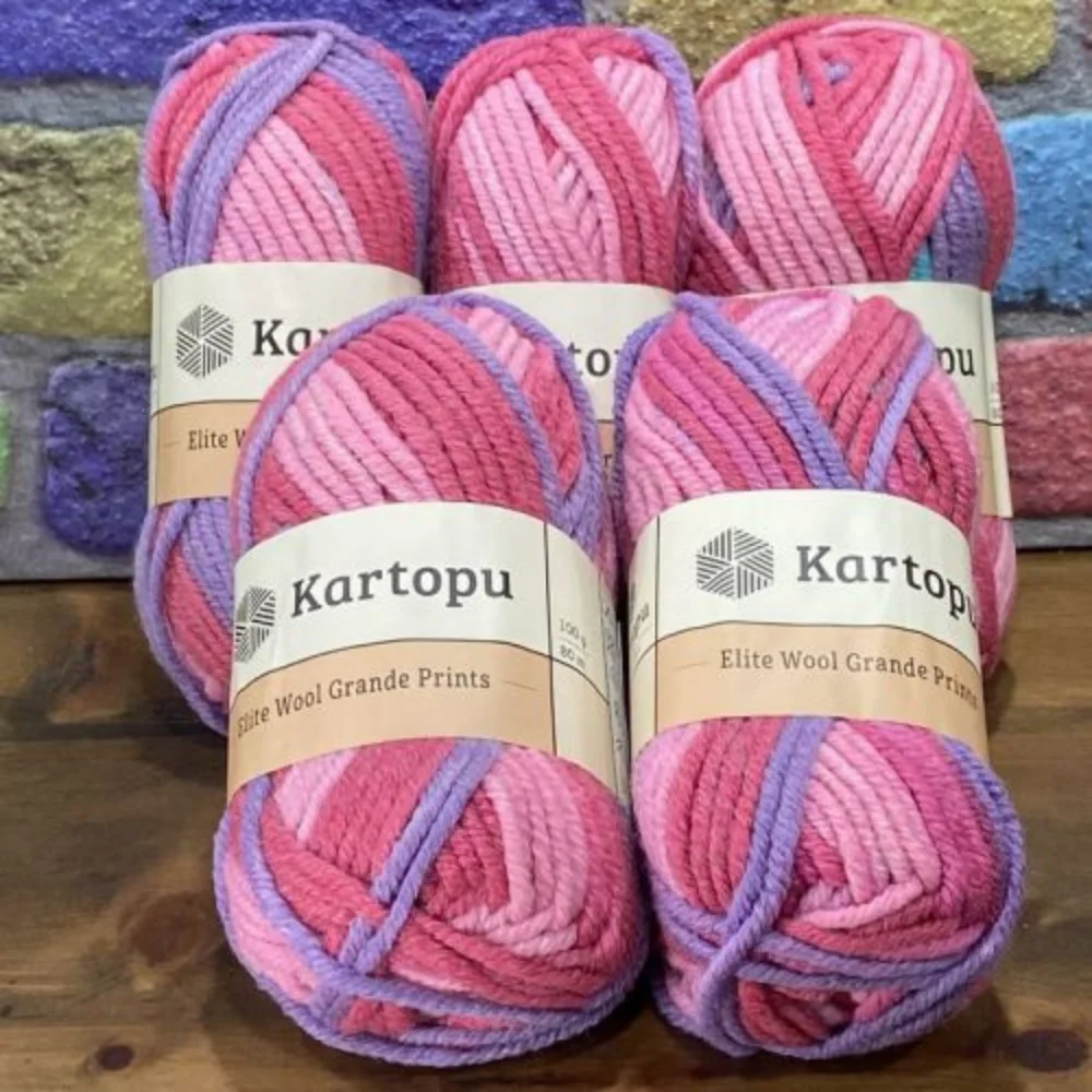 Wool Patterned Hand Knitting Yarn, 5 Ball - Beret - Scarf - Booties - Blanket - Kartopu Elite - Jumper - Summer - Spring - Autumn - Winter 1 pcs (100gr) - (80m) - Acrylic - Made In Turkey