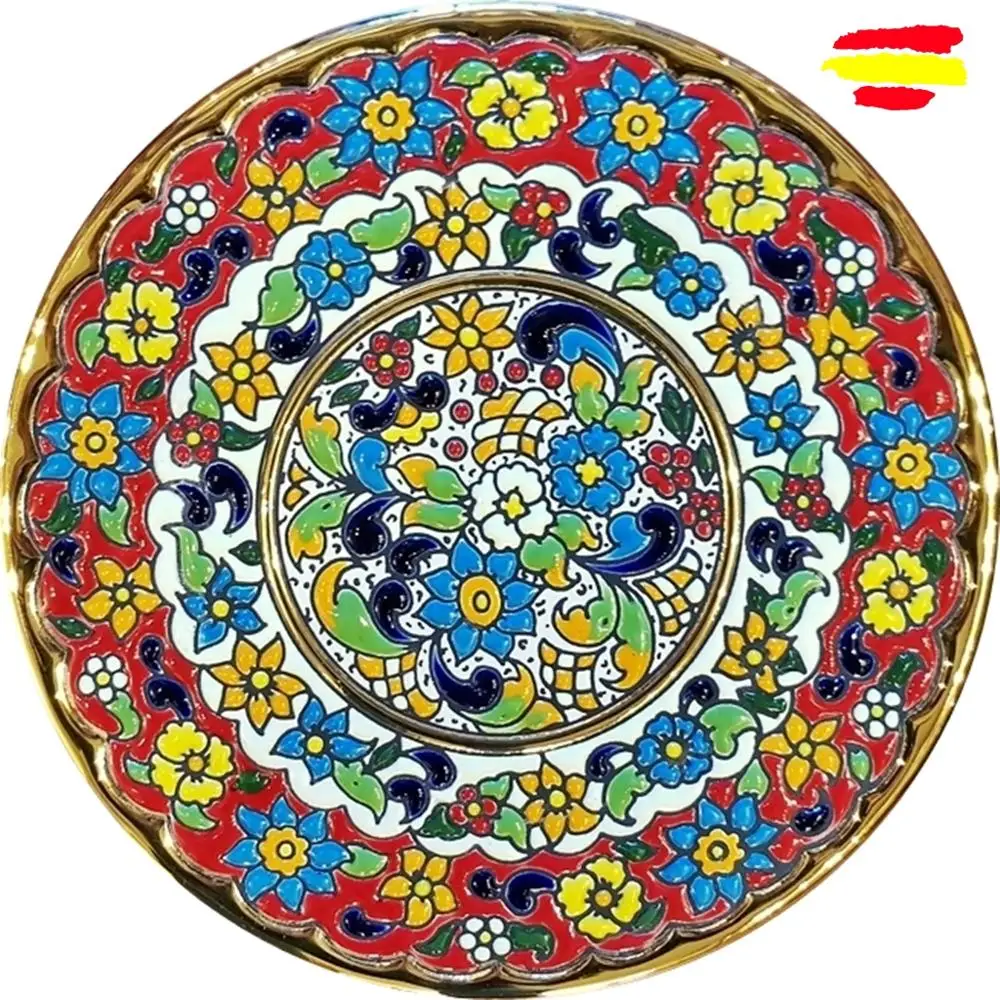 Ceramic plate 21 cm. /8.3 inch diameter - Ceramics glazed up handmade - Made in Spain - gold 24k - MIJASCERAMIC -