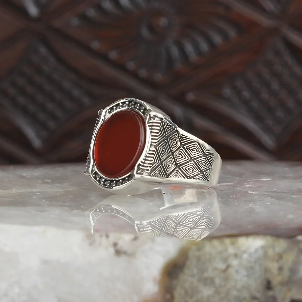 925 sterling silver rings men agate  stone silver men rings handmade turkish jewellry luxury women rings made in turkey trendy