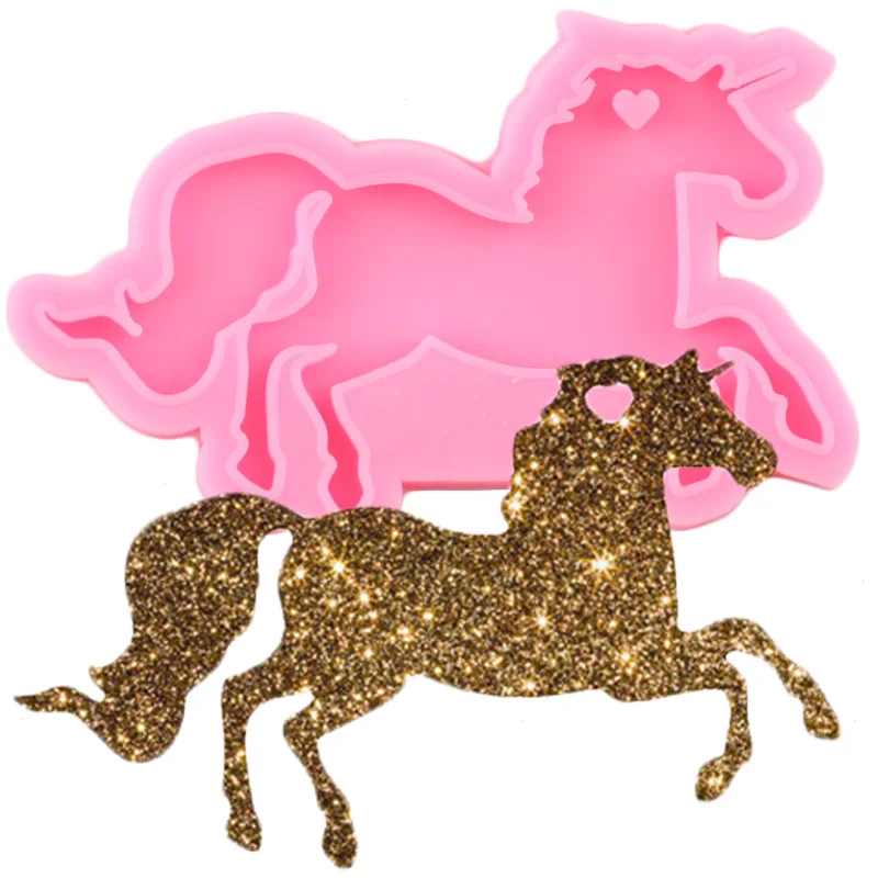 Shiny Unicorn Silicone Molds DIY Truck Key Ring Horse Epoxy Resin Mold Pendant Jewelry Making Craft Custom Keychain