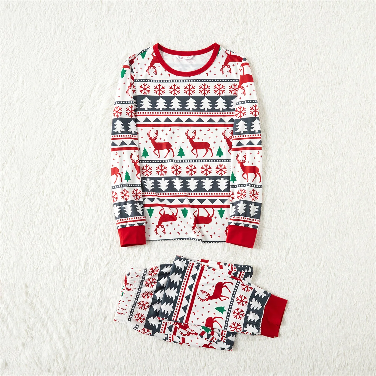 PatPat New Arrival Christmas All Over Snowflake Print Red Family Matching Long-sleeve Pajamas Sets (Flame Resistant)