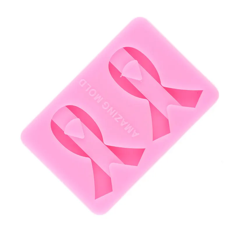 Ribbon Breast Cancer Straw Topper Silicone Mold Craft Keychain Epoxy Resin Molds Chocolate Candy Fondant Cake Decorating Tools