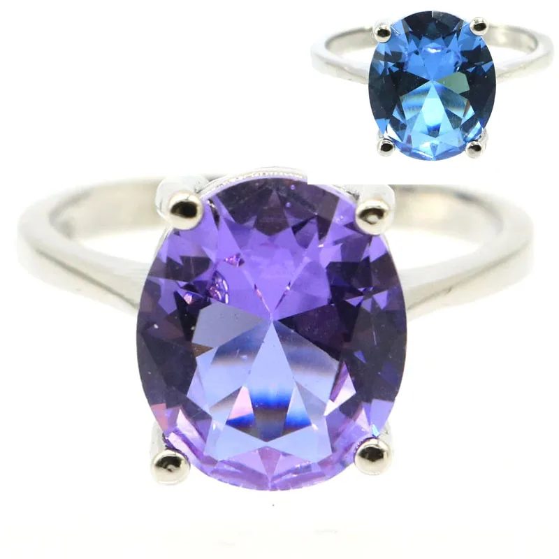 Buy 2 Get 1 Free 12x10mm SheCrown Lovely Cute Oval Color Change Alexandrite Topaz Zultanite Daily Wear Silver Rings