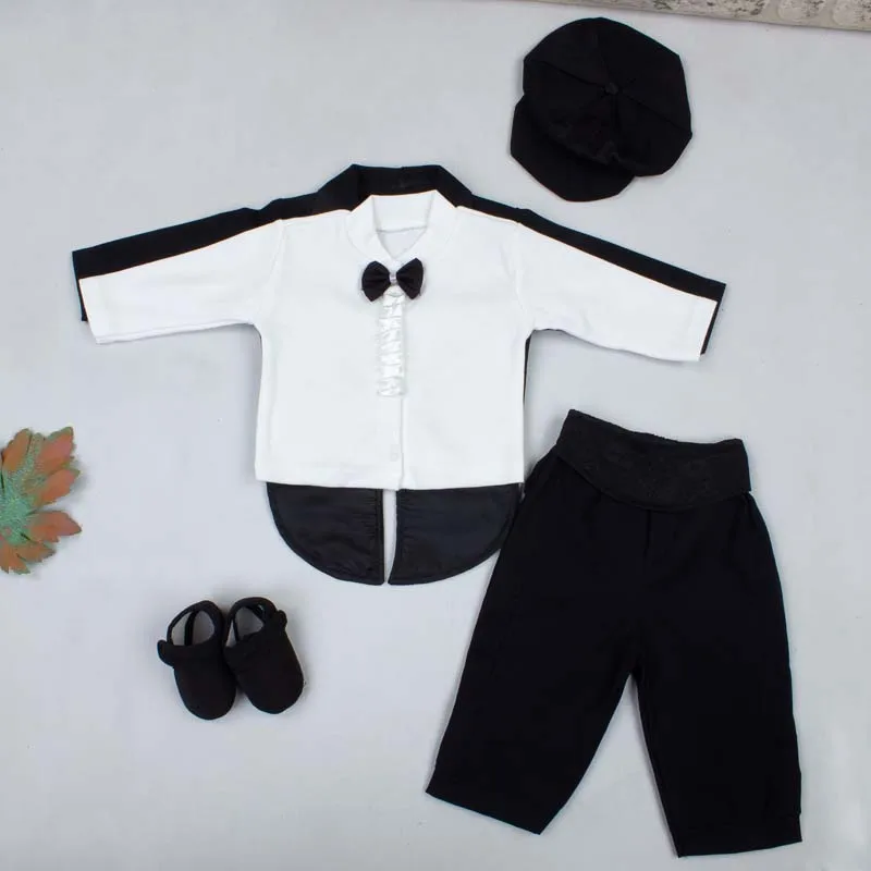 For Black Baby Boy Frock Tuxedo Suit Men Gentleman Formal Suit Set Clothes Outfit Male Babies Special Occasions Ceremony Baptism