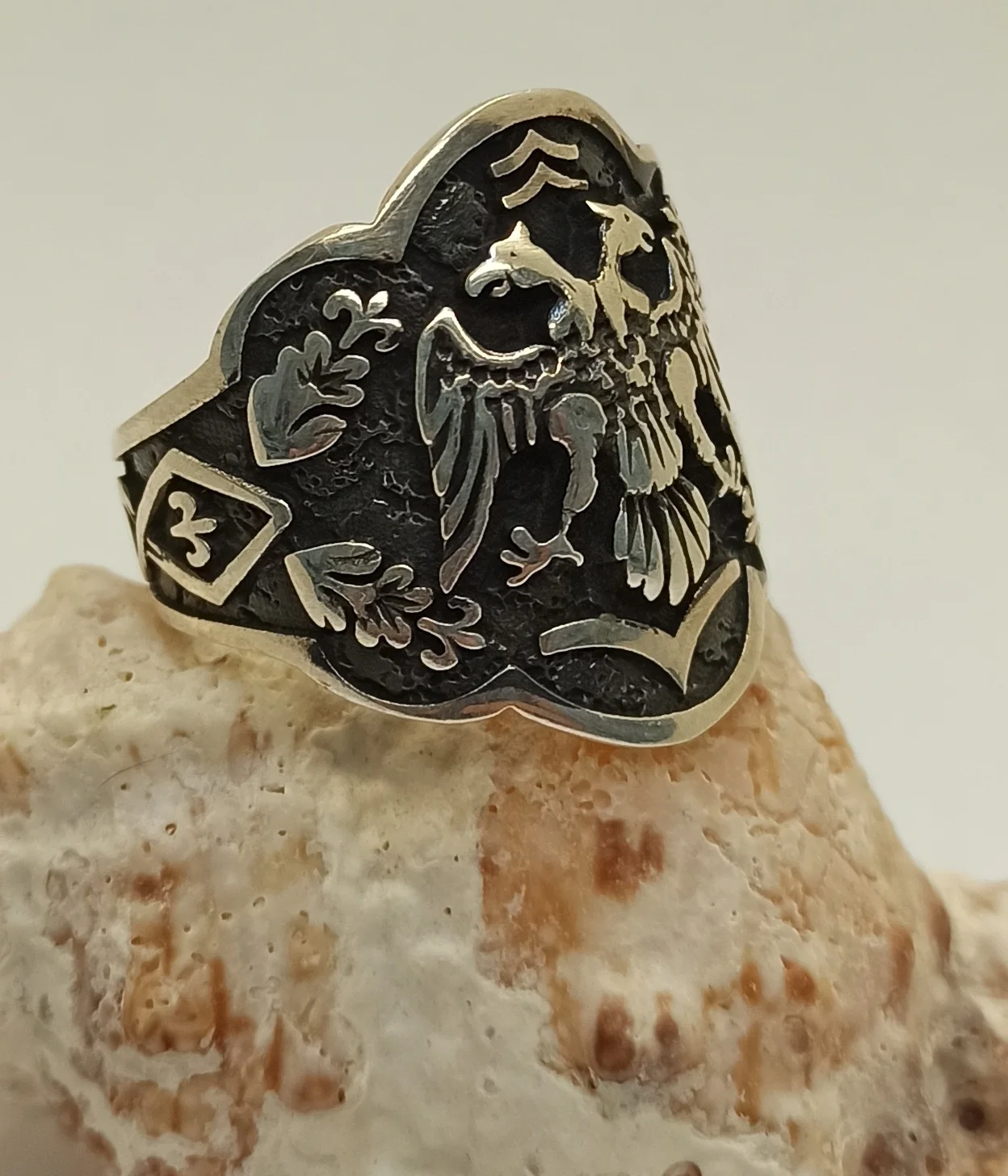 925 Real Sterling Zilveren Heren Ring Double Headed Eagle Ring