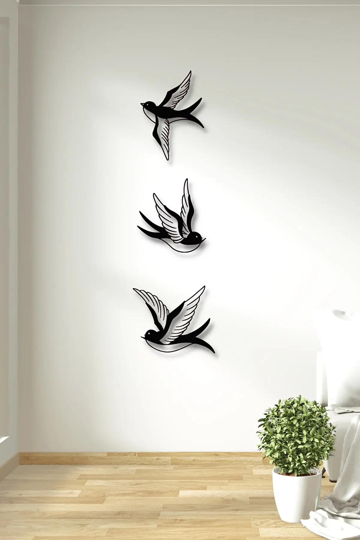 

3 Set birds wall decor decoration laser cut mdf wood decorative painting animals black modern home art classic beautiful new