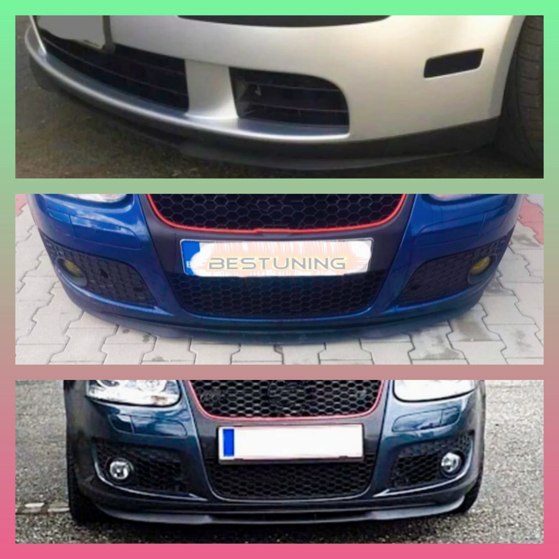 Front Bumper Lip For VW Volkswagen Golf MK5 CUPRA R Car Accessories Spoiler Flap Universal 3 Pcs Body Kit Exterior Parts Tuning