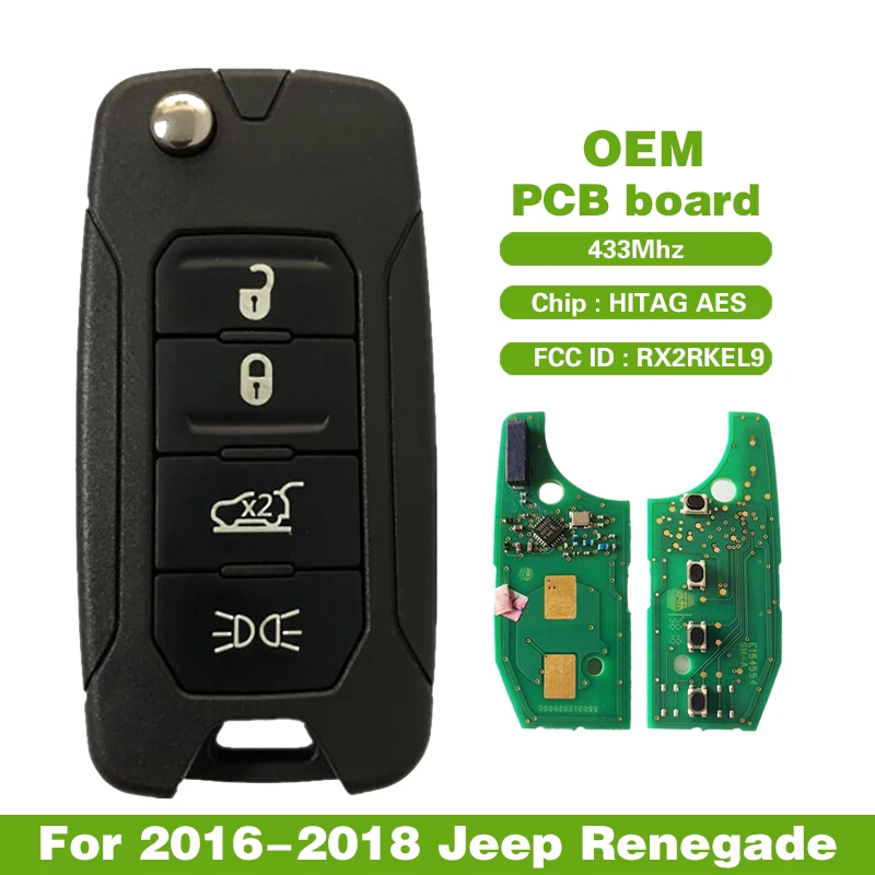 CN086032 Original PCB Board For 2016-2018 Jeep Renegade Smart Remote Key Fob HITAG AES 433MHz FCC :RX2RKEL9