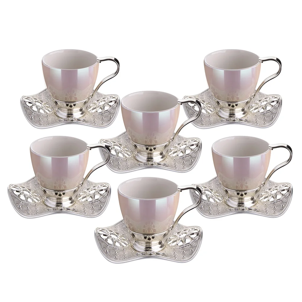 Ni̇sa Coffee Set - Silver White Color