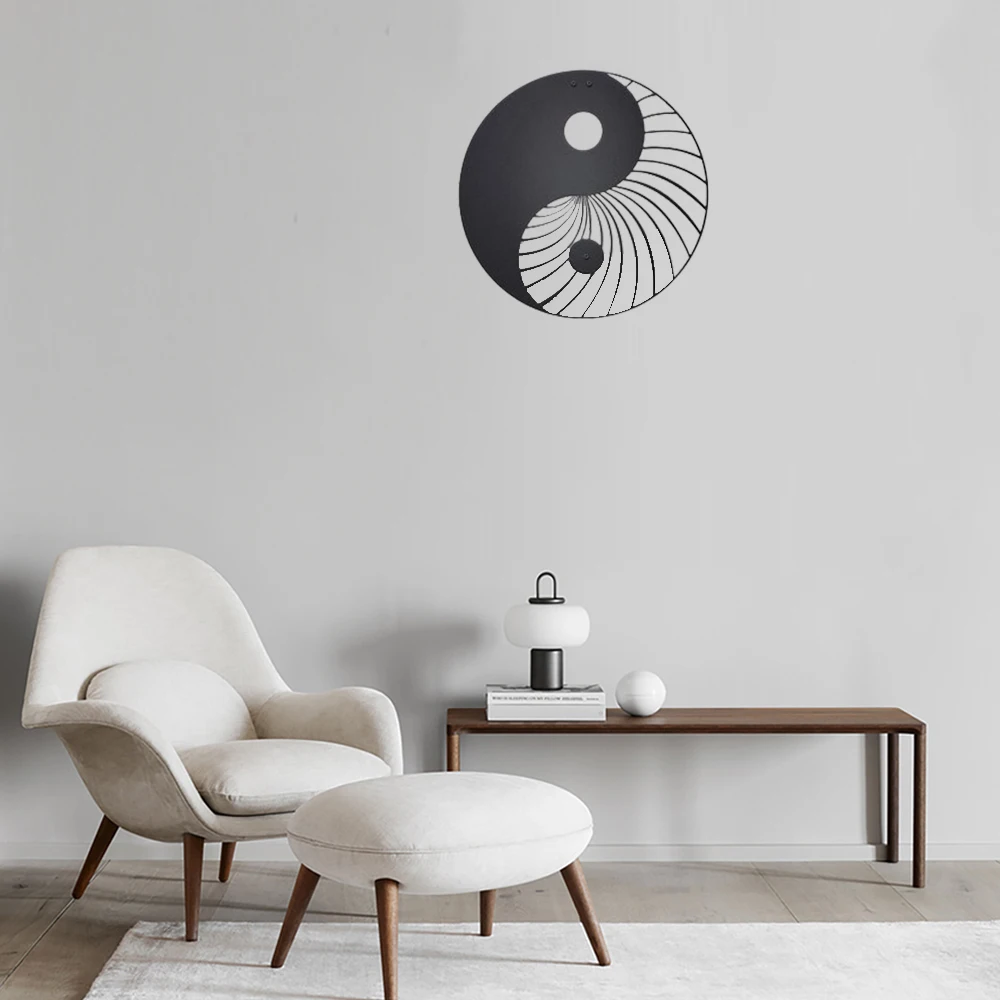 Yin Yang Metal Wall Art Decor Laser Cut Hanging for Indoor Outdoor Home Office Decorative Garden Bedroom Livingroom Plaque