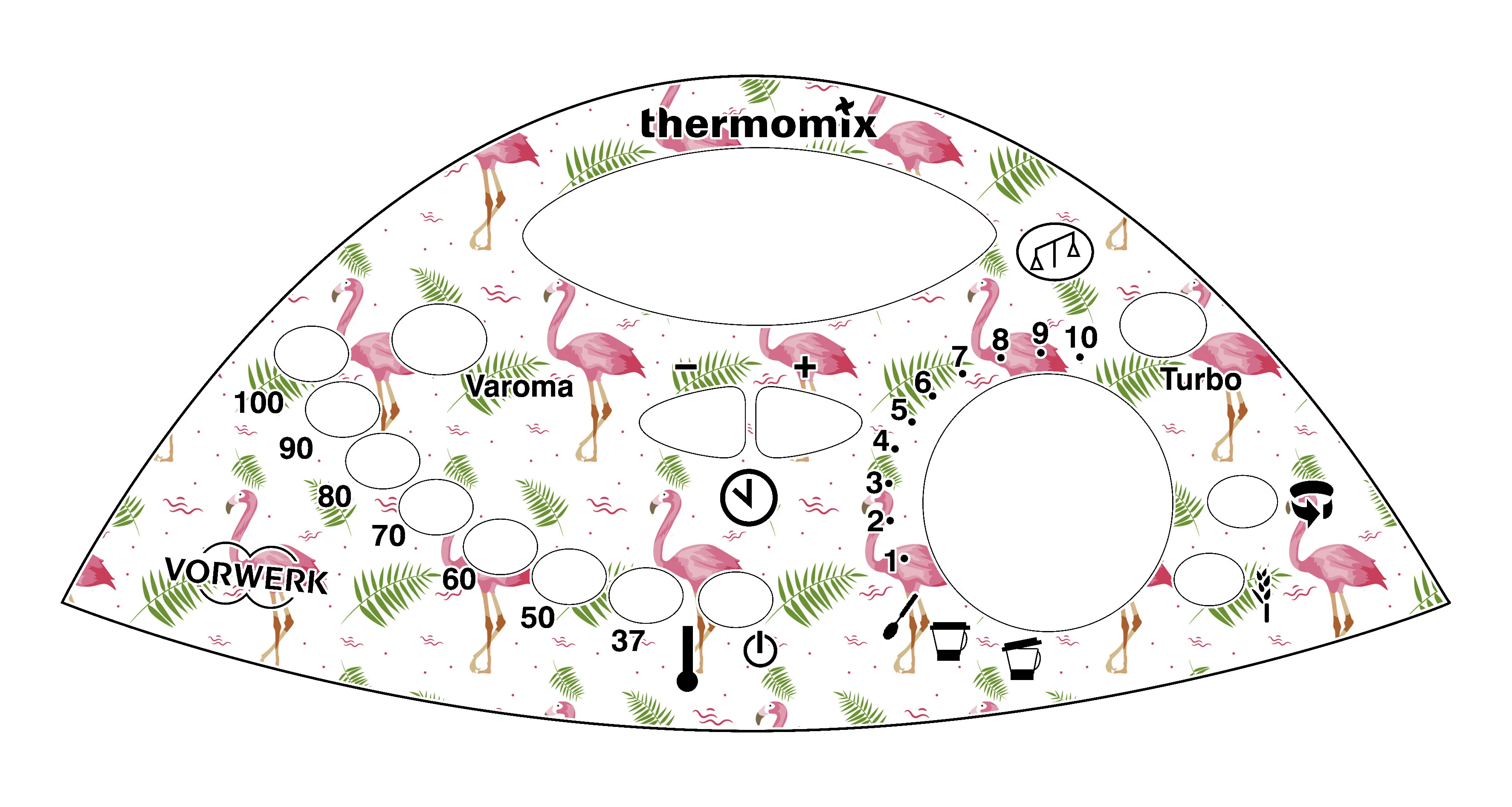 Vinyl repairs erase, BUMPER front PANEL, control PANEL, push button for THERMOMIX TM31 flamingos