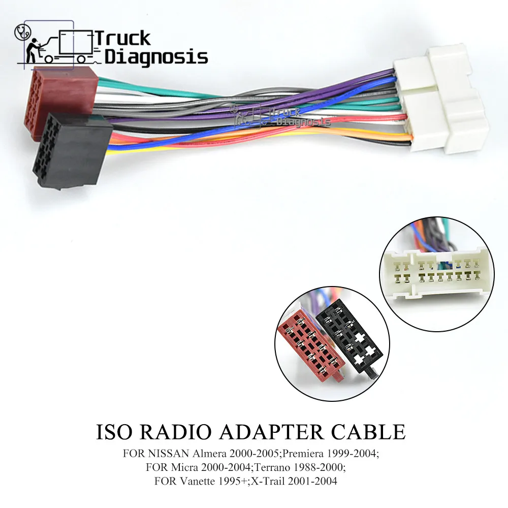 Car ISO Radio Plug Wiring Harness for Nissan Almera Premiera Micra Terrano Vanette X-Trail Wire Adapter 12-018