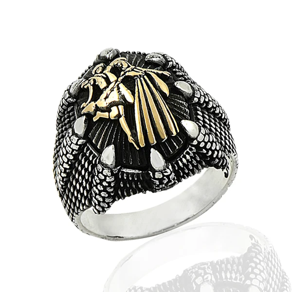 925 Silver Ethnic Circasian Figure Printed Men Ring