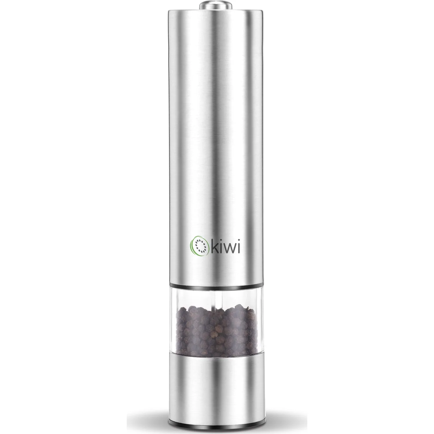 KIWI 4806 BATTERY-LED LIGHTED GRAY SALT SPICE GRINDERS Seasoning grinder with salt, pepper and similar grains with Stainless Ste