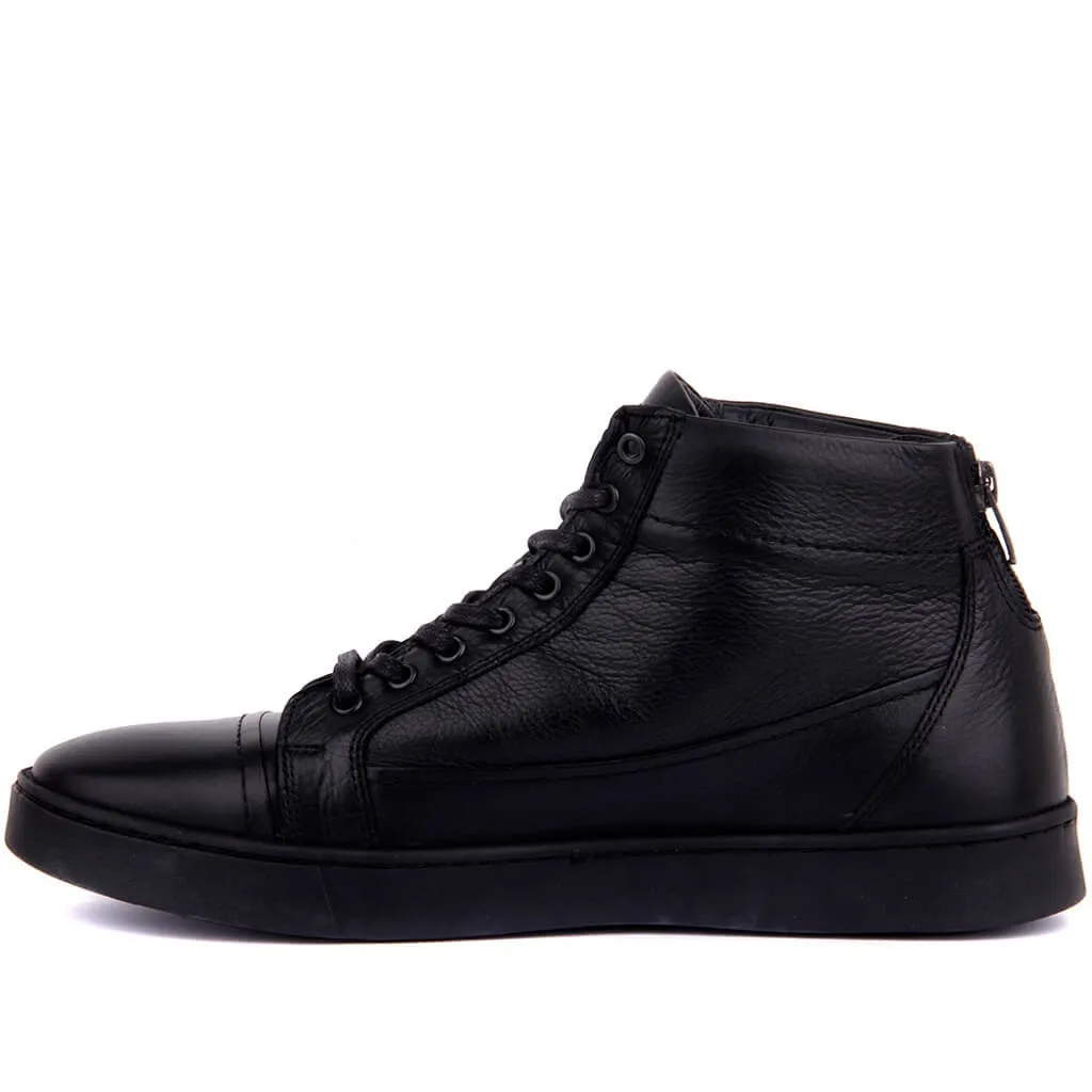 Botas masculinas de couro preto