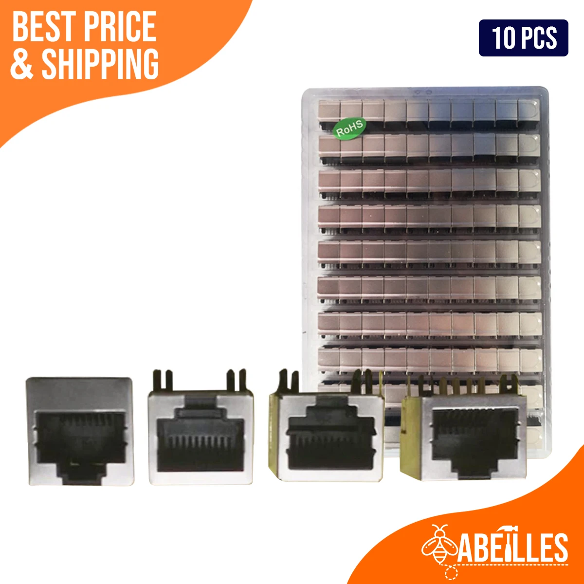 

100PCS RJ45 8P8C Metal Shielded Female Ethernet PCB Jack Right/Vertical Angle