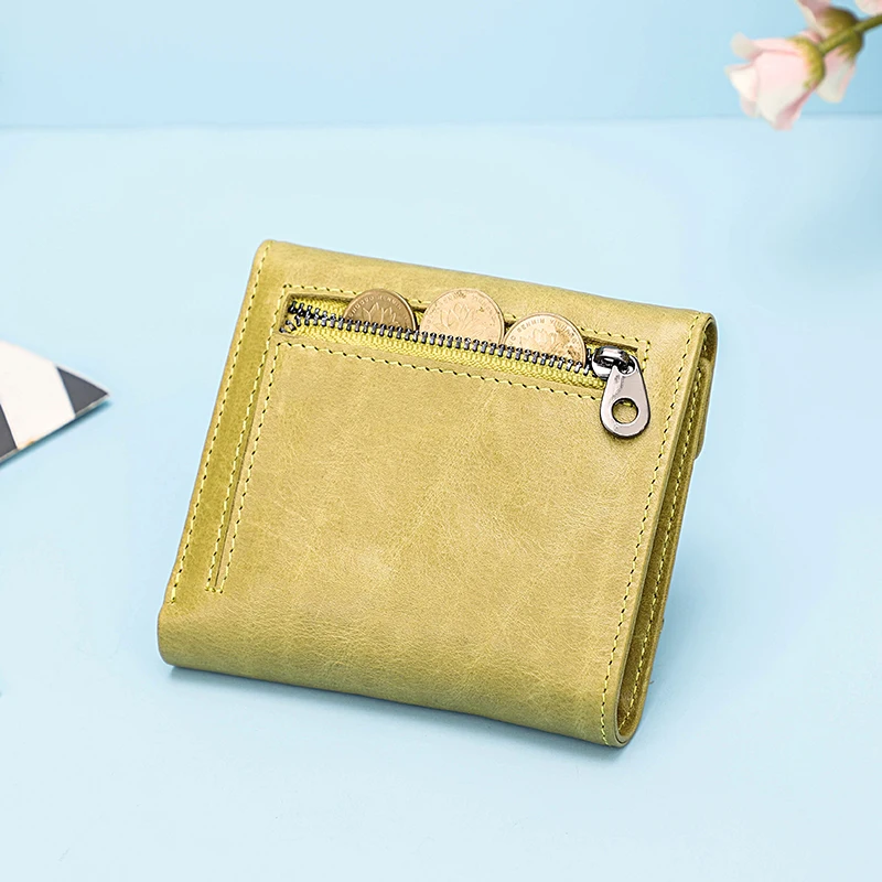 Contact'S Women Short Wallet Womens Leather Wallet Female Purses Coin Pocket Rfid Card Holder Portable Clutch Mini Money Bag